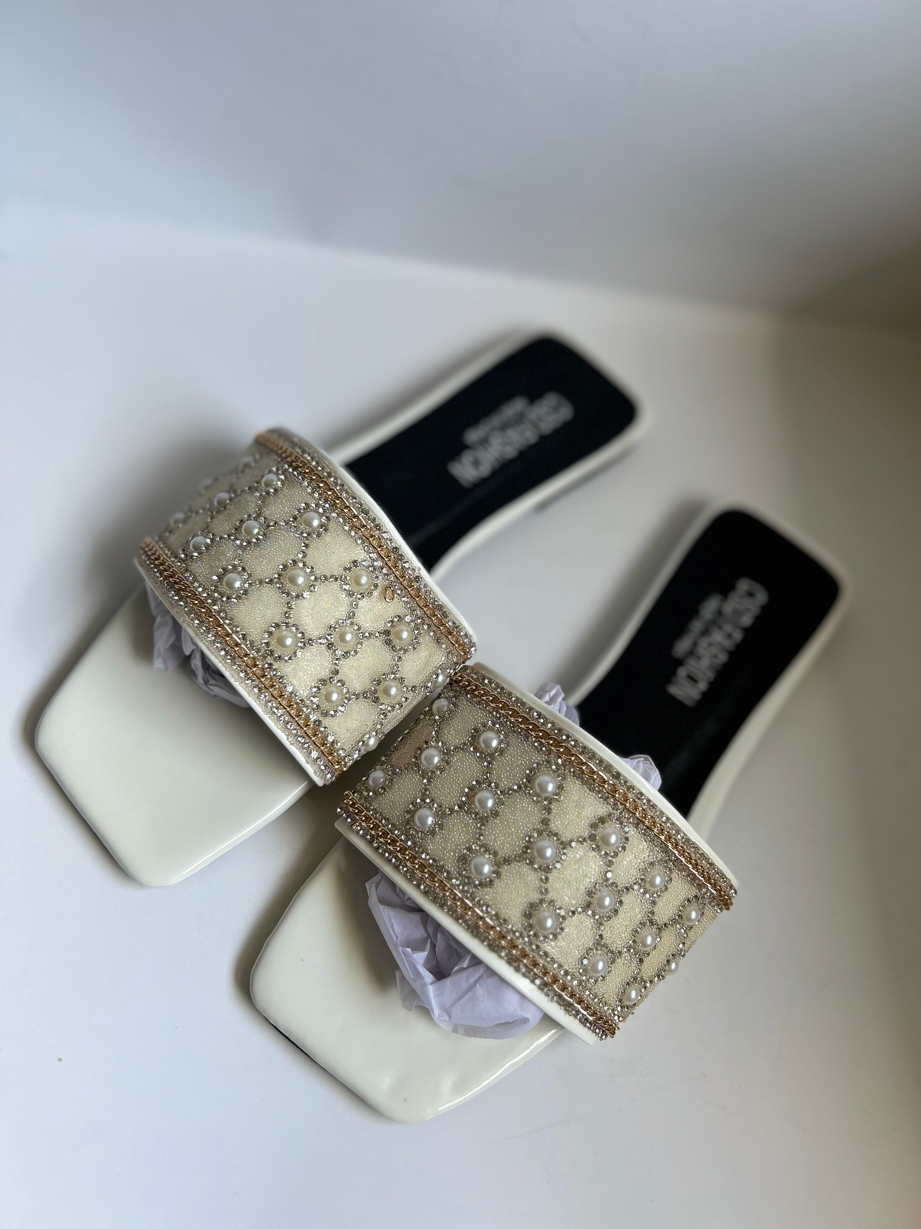 Diamond Pearls Slide Sandals