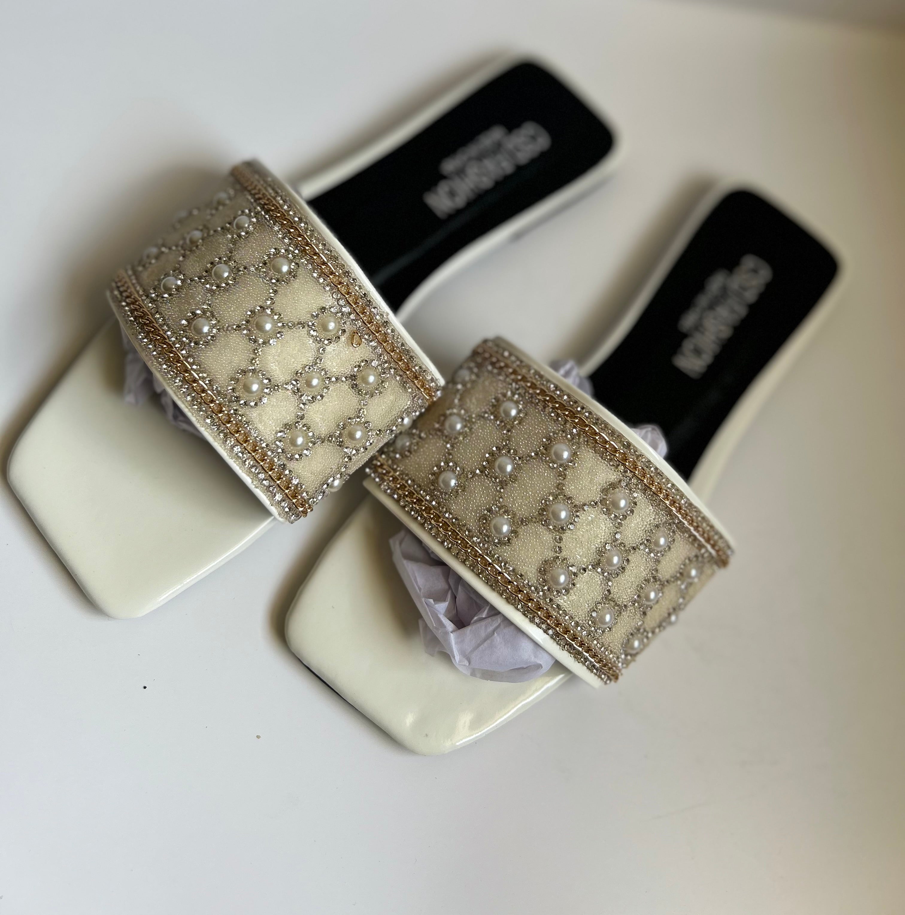 Diamond Pearls Slide Sandals