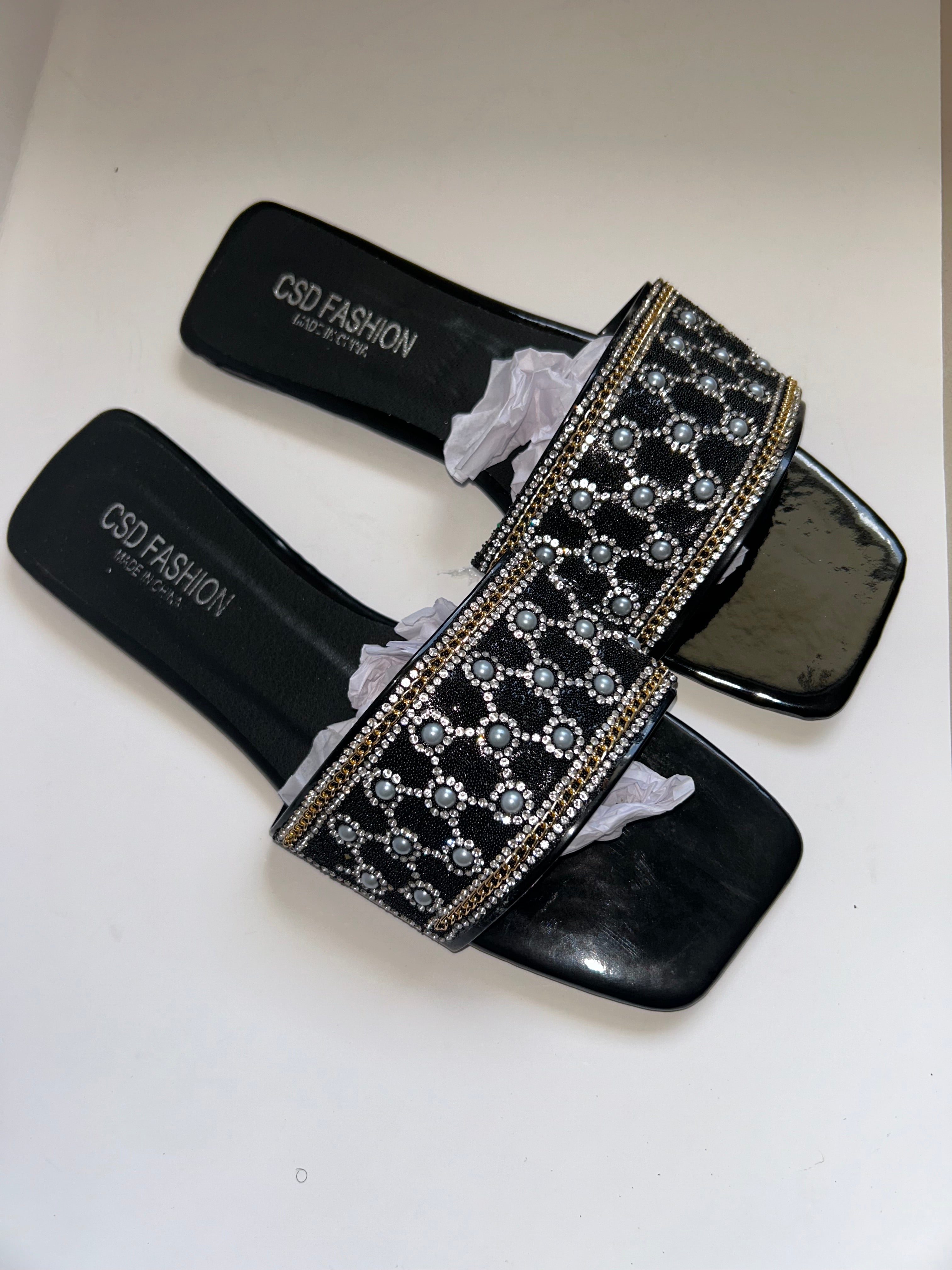 Diamond Pearls Slide Sandals
