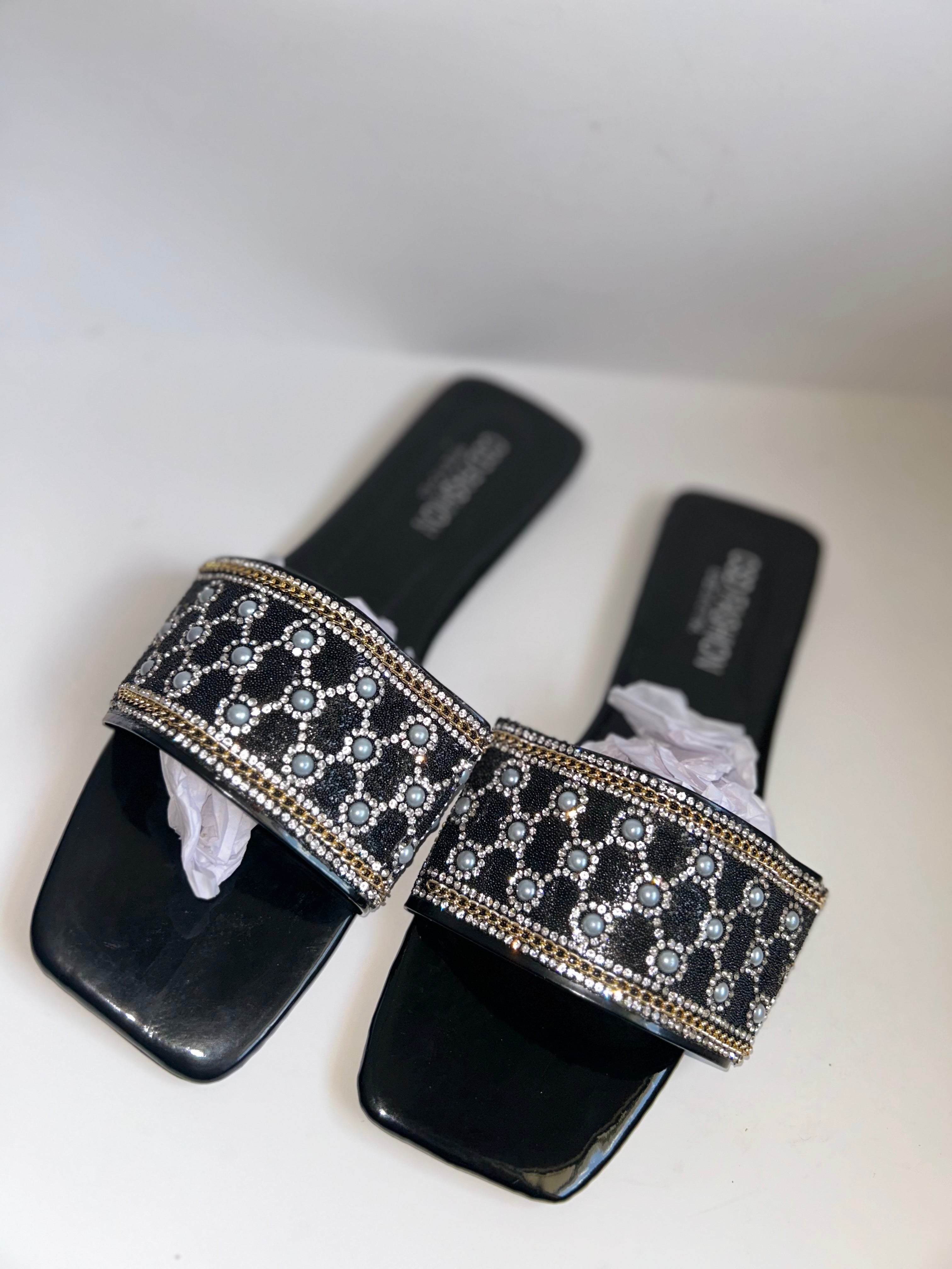 Diamond Pearls Slide Sandals